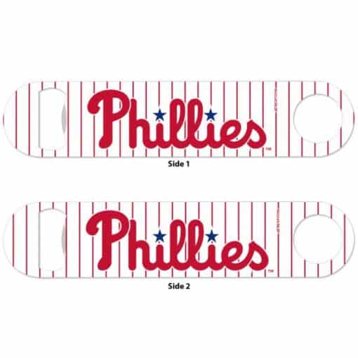 Philadelphia Phillies White Pinstripe Metal Bottle Opener 2-Sided
