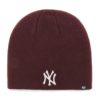 New York Yankees 47 Brand Dark Maroon Raised Beanie Hat