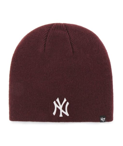 New York Yankees 47 Brand Dark Maroon Raised Beanie Hat