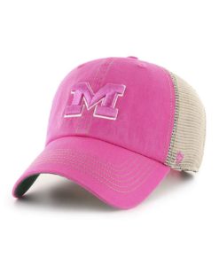 Michigan Wolverines Women's 47 Brand Pink Trawler Clean Up Khaki Mesh Snapback Hat