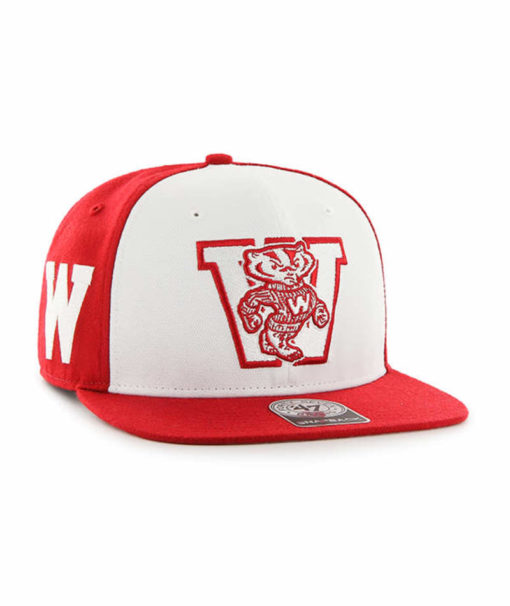 Wisconsin Badgers 47 Brand Sure Shot Accent Red Snapback Adjustable Hat