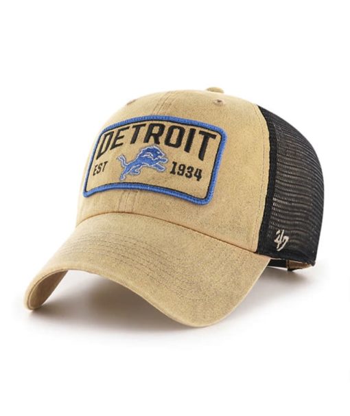 Detroit Lions 47 Brand Khaki Gaudet Trawler Clean Up Mesh Snapback Hat