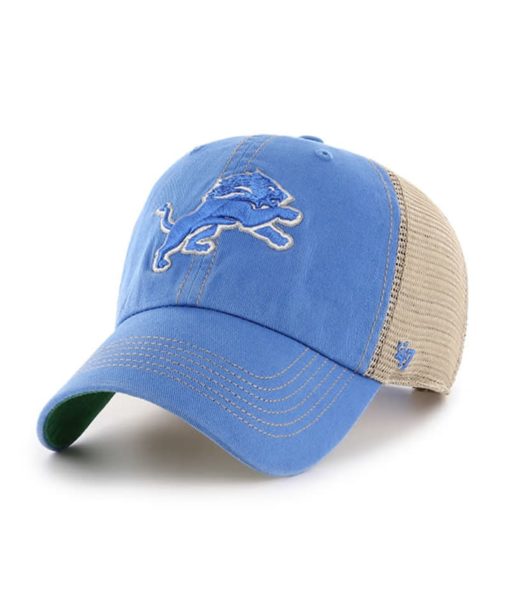 Detroit Lions 47 Brand Blue Raz Trawler Clean Up Khaki Mesh Snapback Hat