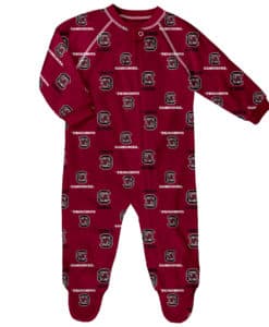 South Carolina Gamecocks Baby Garnet Raglan Zip Up Sleeper Coverall