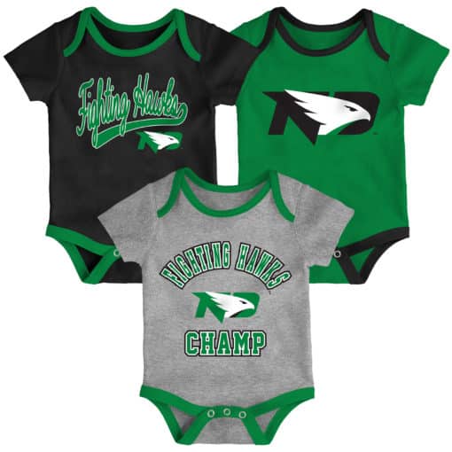 North Dakota Fighting Hawks 3 Pack Champ Onesie Creeper Set