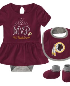 Washington Redskins Baby Girls Burgundy MVP Princess 3 Piece Creeper Set