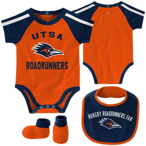 UTSA Texas San Antonio Roadrunners Orange Navy 3 Piece Creeper Set