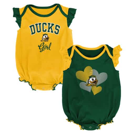 Oregon Ducks Baby Girl 2 Pack Onesie Creeper Set