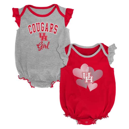 Houston Cougars Baby Girl 2 Pack Onesie Creeper Set