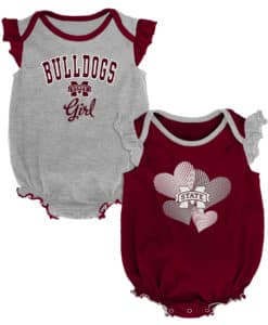 Mississippi State Bulldogs Baby Girl 2 Pack Onesie Creeper Set