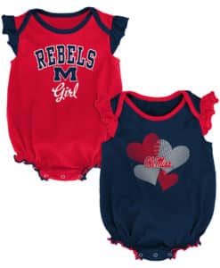 Mississippi Ole Miss Rebels Baby Girl 2 Pack Onesie Creeper Set