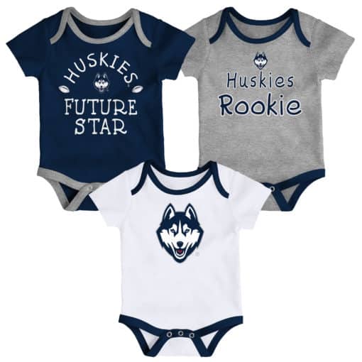 Connecticut Huskies Baby 3 Pack Future Star Onesie Creeper Set