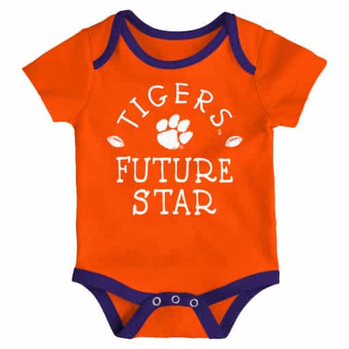 Clemson Tigers Baby 3 Pack Future Star Onesie Creeper Set - Image 2
