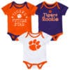 Clemson Tigers Baby 3 Pack Future Star Onesie Creeper Set