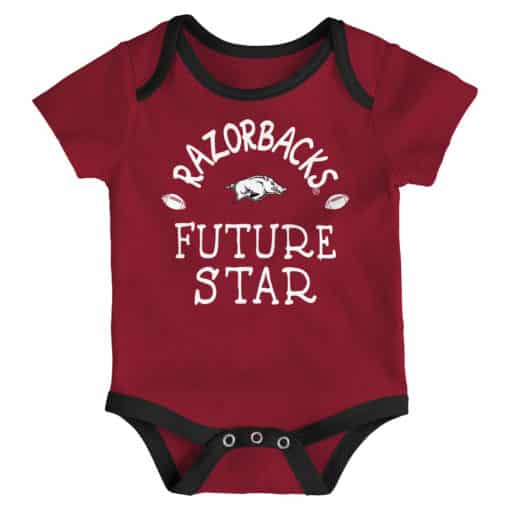 Arkansas Razorbacks Baby 3 Pack Future Star Onesie Creeper Set - Image 2
