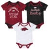 Arkansas Razorbacks Baby 3 Pack Future Star Onesie Creeper Set