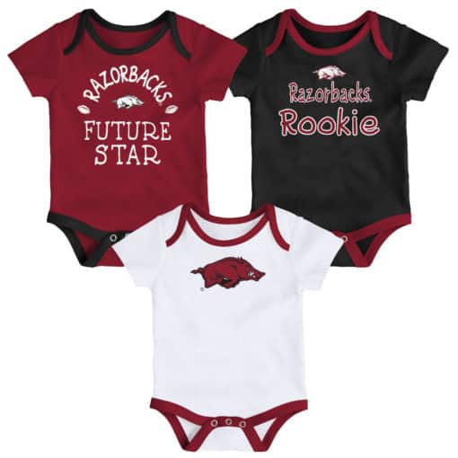 Arkansas Razorbacks Baby 3 Pack Future Star Onesie Creeper Set