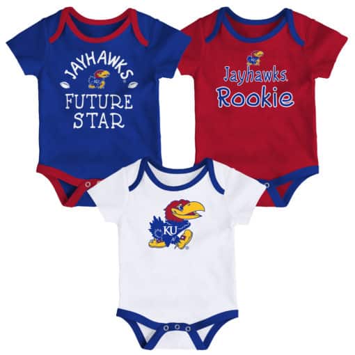 Kansas Jayhawks Baby 3 Pack Future Star Onesie Creeper Set