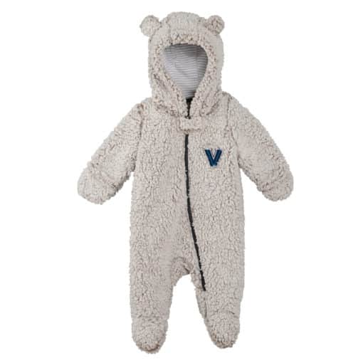 Villanova Wildcats Gray Sherpa Hooded Teddy Full Zip Sleep & Play Coverall