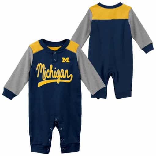 Michigan Wolverines Baby Navy Scrimmage Long Sleeve Coverall