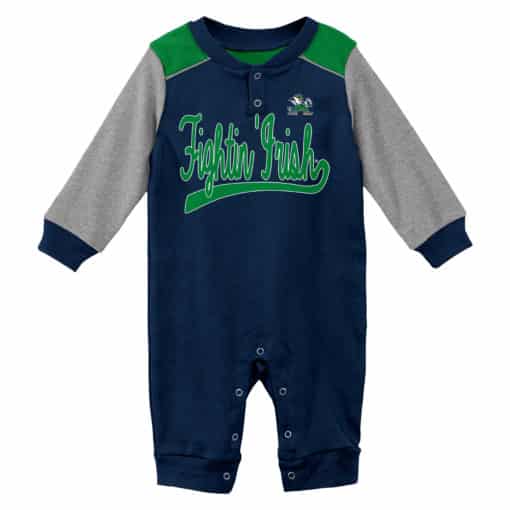 Notre Dame Fighting Irish Baby Navy Scrimmage Long Sleeve Coverall - Image 3