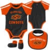 Oklahoma State Cowboys Baby Black Orange 3 Piece Creeper Set