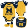 Michigan Wolverines Baby Yellow 3 Piece Creeper Set