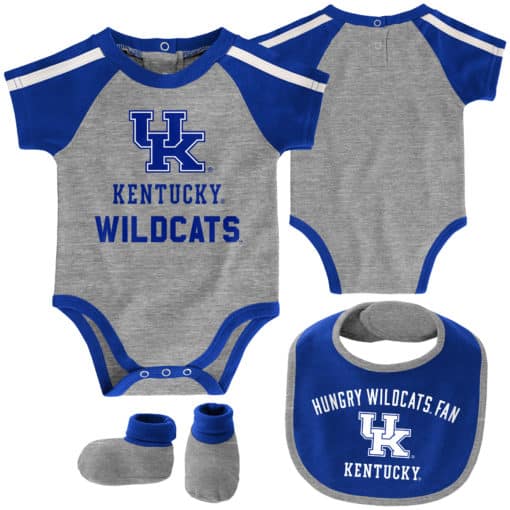 Kentucky Wildcats Baby Gray Blue 3 Piece Creeper Set