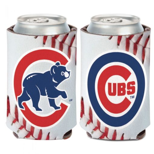 Chicago Cubs 12 oz Ball Design White Can Cooler Holder