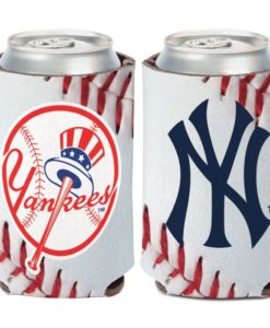 New York Yankees 12 oz Ball Design White Can Cooler Holder