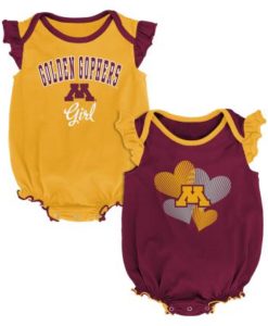 Minnesota Golden Gophers Baby Girl 2 Pack Onesie Creeper Set