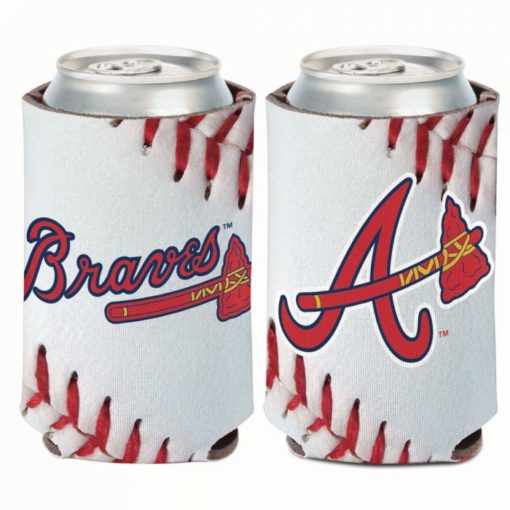 Atlanta Braves 12 oz Ball Design White Can Cooler Holder