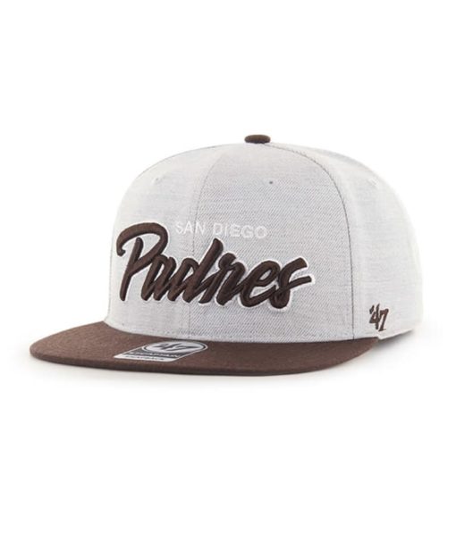 San Diego Padres 47 Brand Script Gray Brown Captain Snapback Hat - Image 3