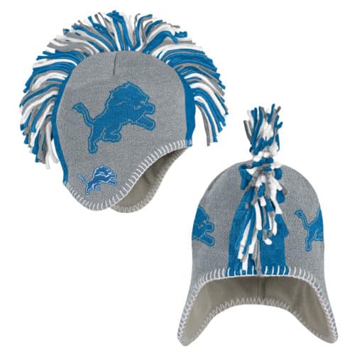 Detroit Lions YOUTH Mohawk Gray Blue Knit Winter Hat