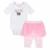 New York Giants Baby Girls Cutie White Pink Creeper Tutu Leggings 2 Piece Set