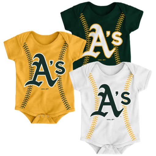 Oakland Athletics Baby 3 Pack Onesie Creeper Set