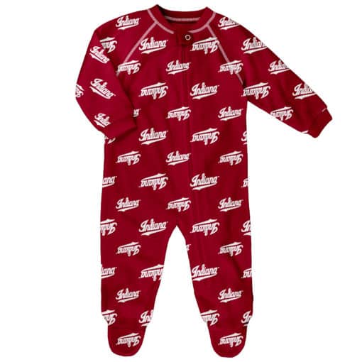 Indiana Hoosiers Baby Red Raglan Zip Up Sleeper Coverall