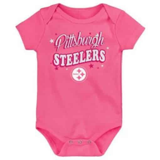 Pittsburgh Steelers Baby Girls Pink Glitter Onesie Creeper