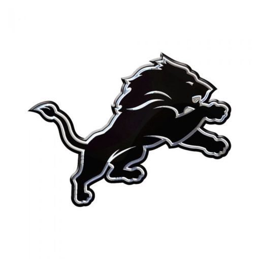 Detroit Lions Chrome Free Form Black Auto Emblem