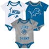 Detroit Lions 3 Pack Champ Onesie Creeper Set