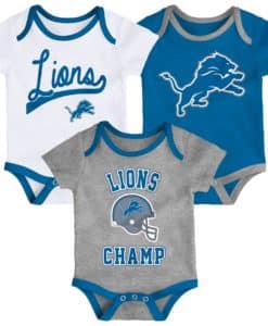 Detroit Lions 3 Pack Champ Onesie Creeper Set