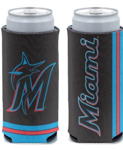 Miami Marlins 12 oz Black Slim Can Cooler Holder