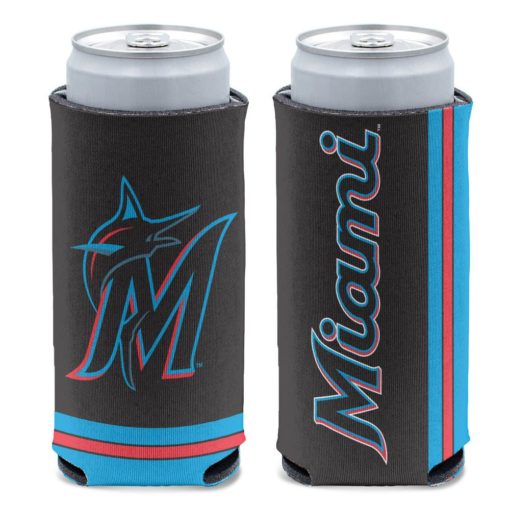 Miami Marlins 12 oz Black Slim Can Cooler Holder