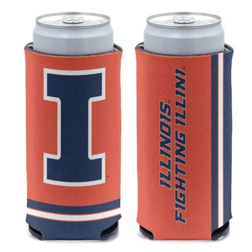 Illinois Fighting Illini 12 oz Orange Slim Can Cooler Holder