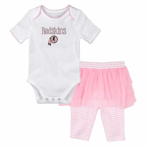 Washington Football Classic Baby Girls White Pink Creeper Tutu Leggings 2 Piece Set