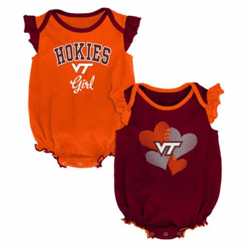 Virginia Tech Hokies Baby Girl 2 Pack Onesie Creeper Set
