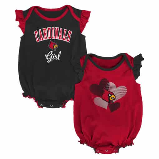 Louisville Cardinals Baby Girl 2 Pack Onesie Creeper Set