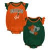 Miami Hurricanes Baby Girl 2 Pack Onesie Creeper Set