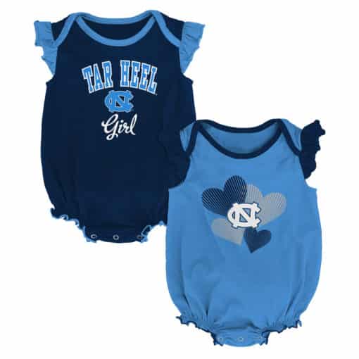 North Carolina Tar Heels Baby Girl 2 Pack Onesie Creeper Set