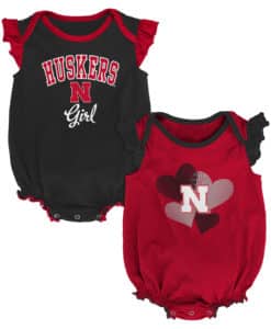 Nebraska Cornhuskers Baby Girl 2 Pack Onesie Creeper Set